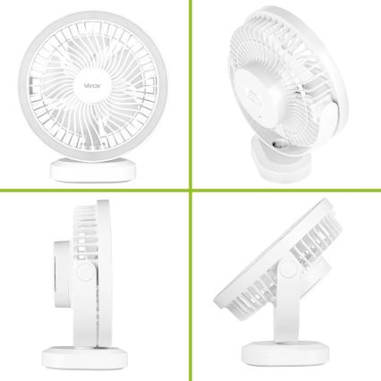 LED Rechargeable table fan with LED lighting LED/3W/5V USB 2400 mAh white