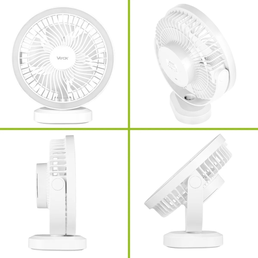 LED Rechargeable table fan with LED lighting LED/3W/5V USB 2400 mAh white
