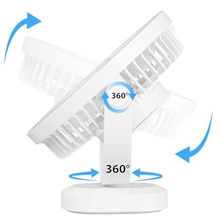 LED Rechargeable table fan with LED lighting LED/3W/5V USB 2400 mAh white