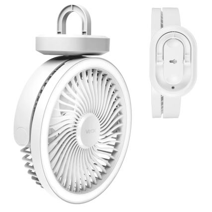LED Rechargeable table fan with LED lighting LED/3W/5V USB 2400 mAh white