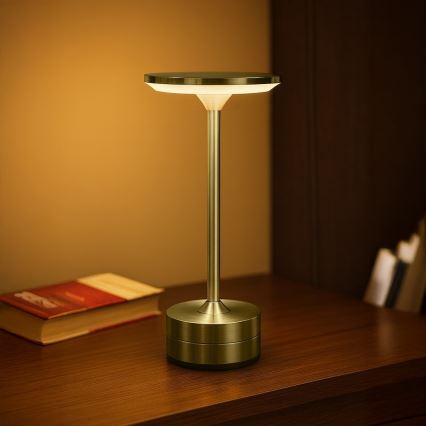 LED Rechargeable Touch-Control Table Lamp TAVOLO LED/2.5W/5V 2400 mAh 3000-6000K Gold