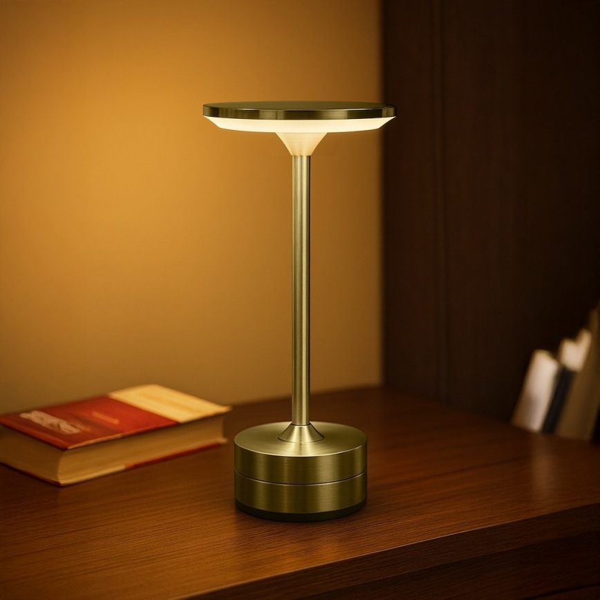 LED Rechargeable Touch-Control Table Lamp TAVOLO LED/2.5W/5V 2400 mAh 3000-6000K Gold