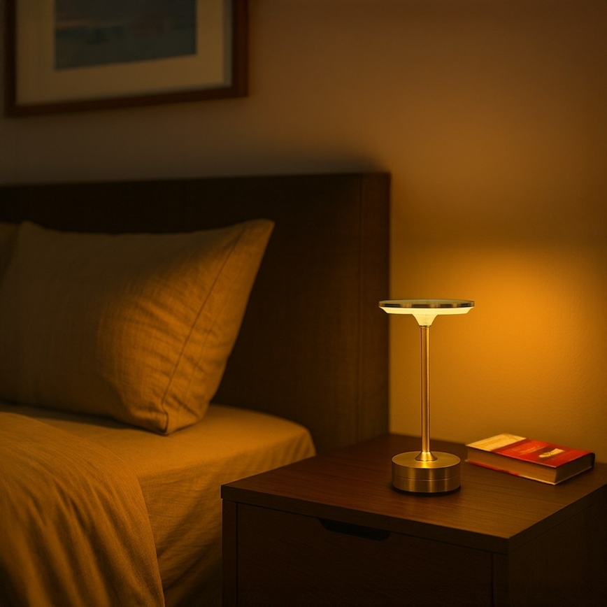 LED Rechargeable Touch-Control Table Lamp TAVOLO LED/2.5W/5V 2400 mAh 3000-6000K Gold