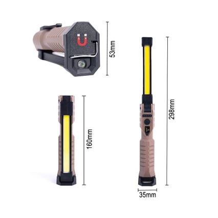 LED Dimmable rechargeable work flashlight with a power bank function LED/4W/5V IPX4 600 shiny 2000 mAh