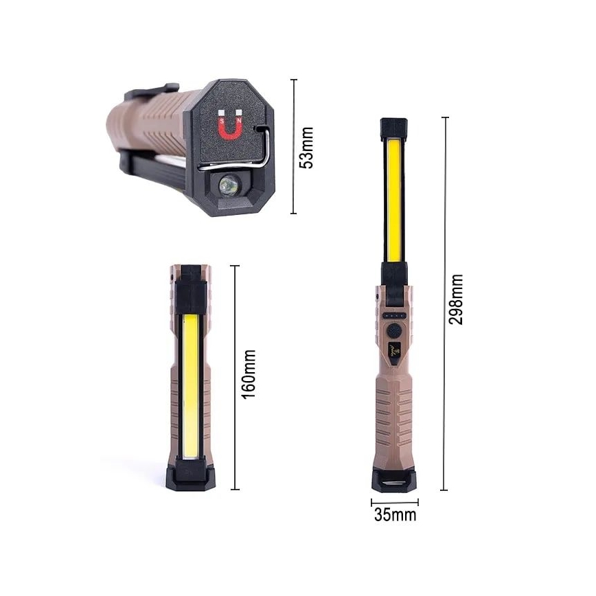 LED Dimmable rechargeable work flashlight with a power bank function LED/4W/5V IPX4 600 shiny 2000 mAh