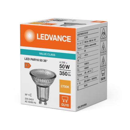 LED reflector bulb PAR16 GU10/4.3W/230V 2700K 36° - Ledvance