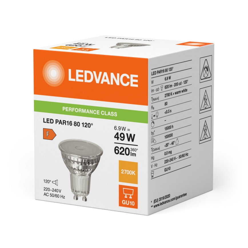 LED Reflector Bulb PAR16 GU10/6.9W/230V 2700K 120° - Ledvance