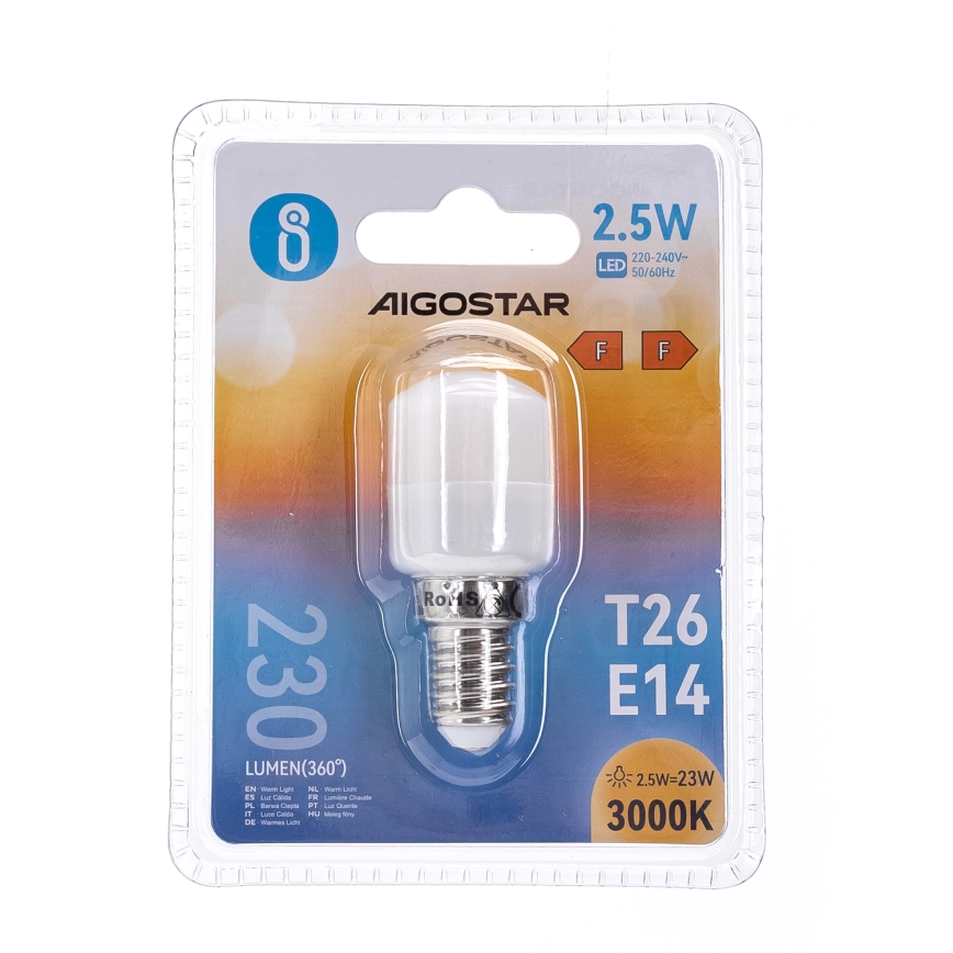 LED Refrigerator bulb T26 E14/2,5W/230V 3000K - Aigostar