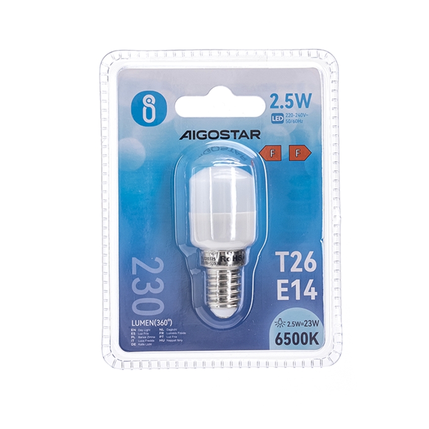 LED Refrigerator bulb T26 E14/2,5W/230V 6500K - Aigostar
