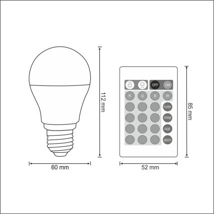LED RGB bulb E27/6W/230V dimming 3000K