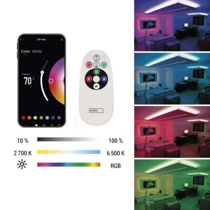 LED RGB+CCT Dimmable strip GOSMART LED/21W/230V 5 m 2700-6500K IP44 Wi-Fi + remote control