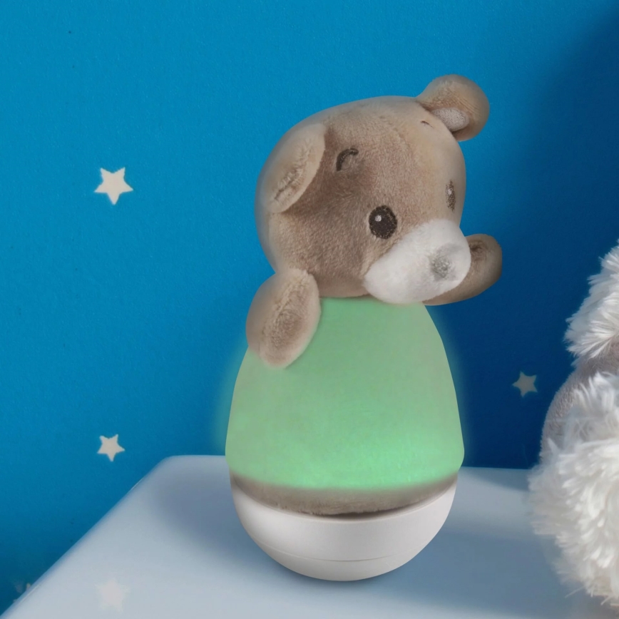 LED RGB Children's night small lamp with a melody 3xAAA/5V bear