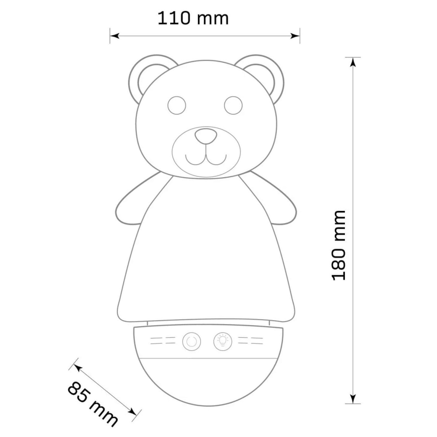 LED RGB Children's night small lamp with a melody 3xAAA/5V bear