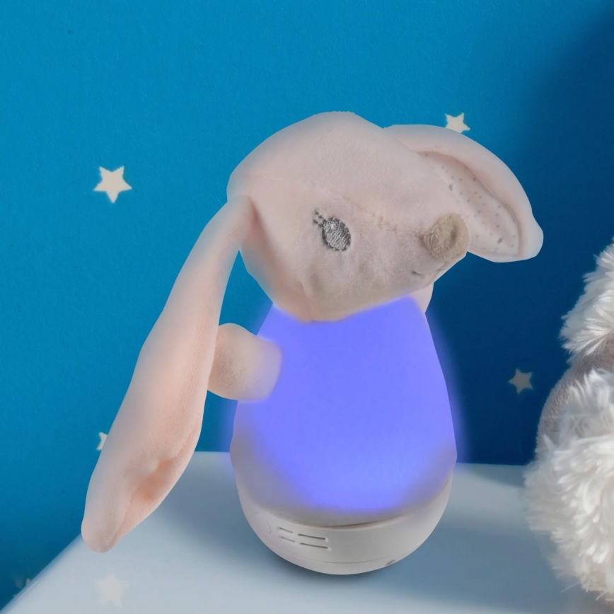 LED RGB Children's night small lamp with a melody 3xAAA/5V rabbit