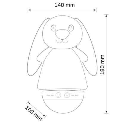 LED RGB Children's night small lamp with a melody 3xAAA/5V rabbit
