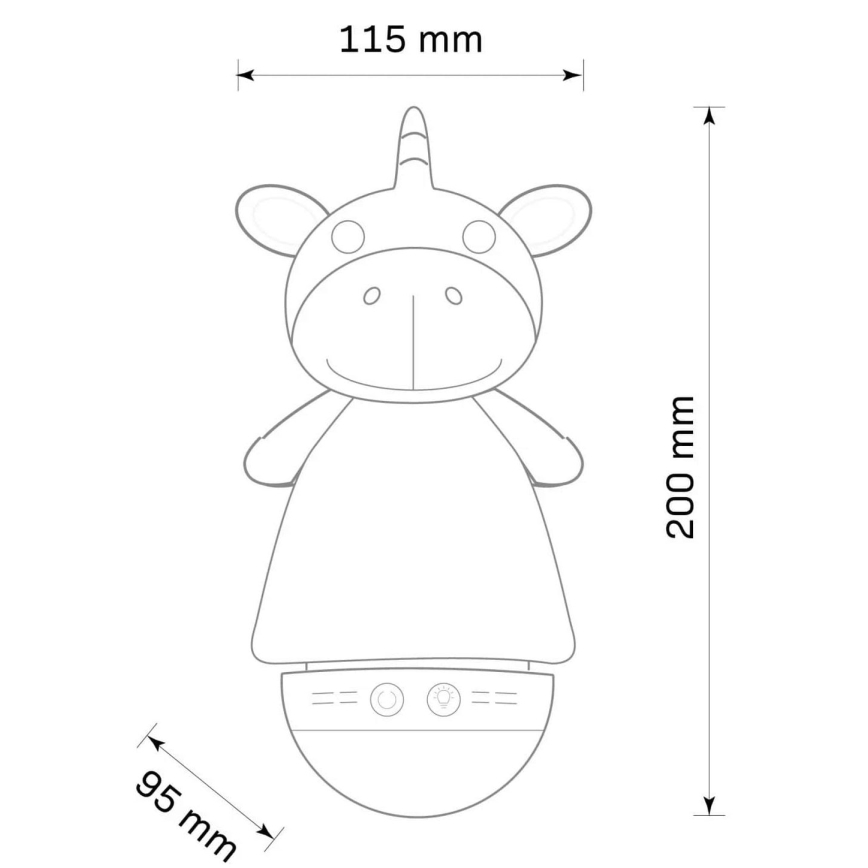 LED RGB Children's night small lamp with a melody 3xAAA/5V unicorn