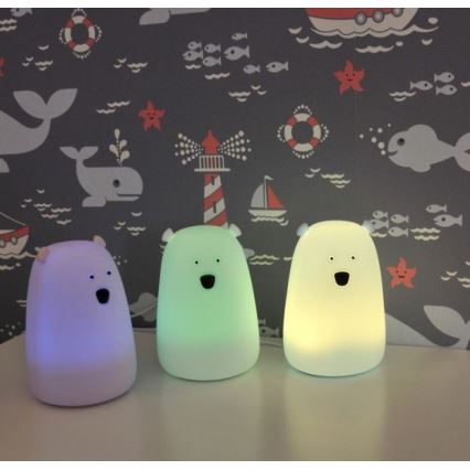 LED RGB Children's touch lamp BEAR LED/0,8W/5V white + USB
