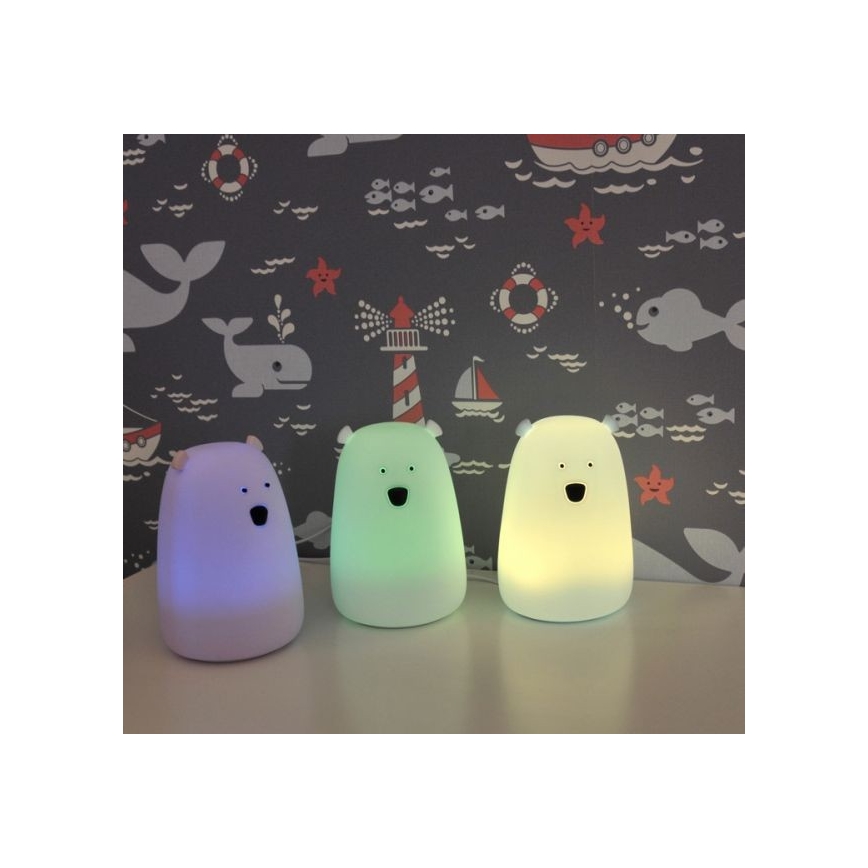 LED RGB Children's touch lamp BEAR LED/0,8W/5V white + USB