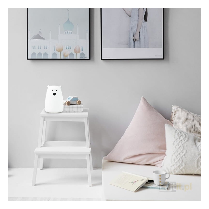 LED RGB Children's touch lamp BEAR LED/0,8W/5V white + USB