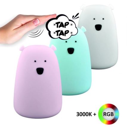 LED RGB Children's touch lamp BEAR LED/0,8W/5V white + USB