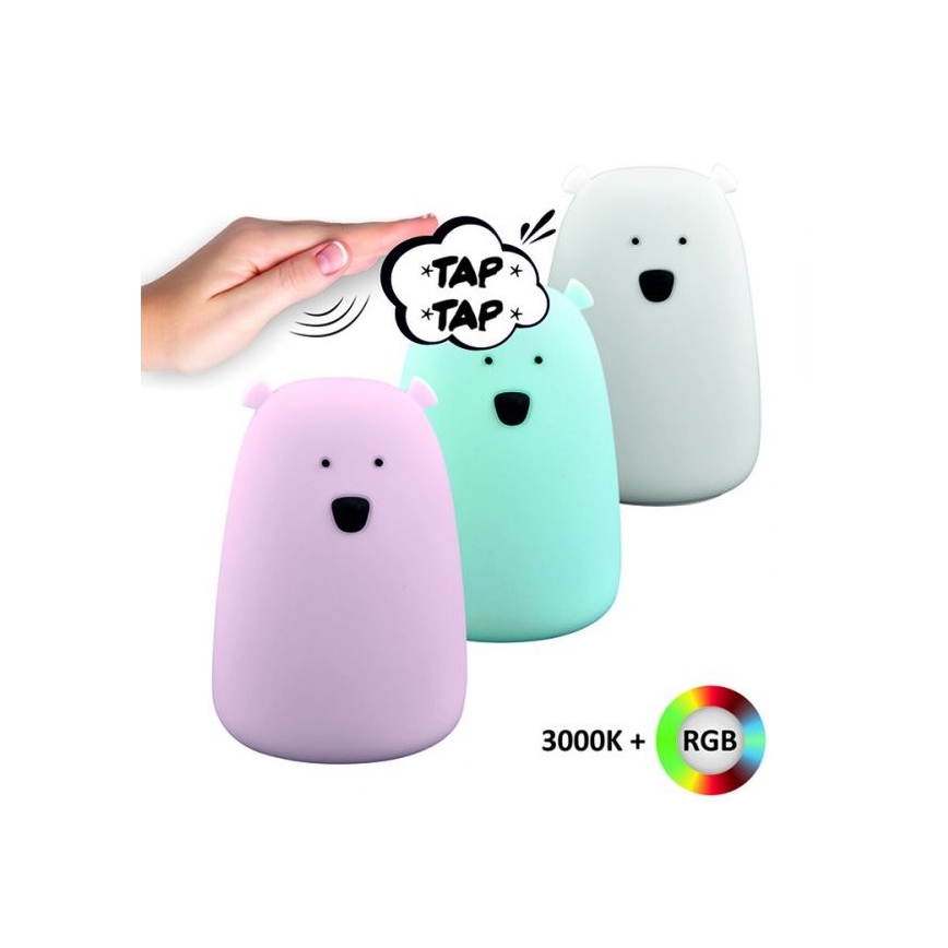 LED RGB Children's touch lamp BEAR LED/0,8W/5V white + USB
