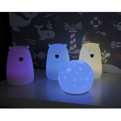 LED RGB Children's touch lamp BEAR LED/0,8W/5V white + USB