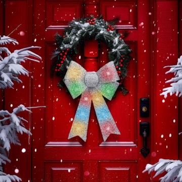 LED RGB Christmas Decoration 11xLED/3xLR44 40x30 cm Silver Bow