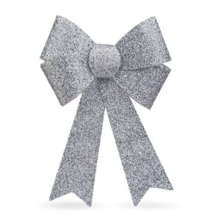 LED RGB Christmas Decoration 11xLED/3xLR44 40x30 cm Silver Bow