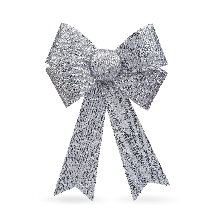 LED RGB Christmas Decoration 11xLED/3xLR44 40x30 cm Silver Bow