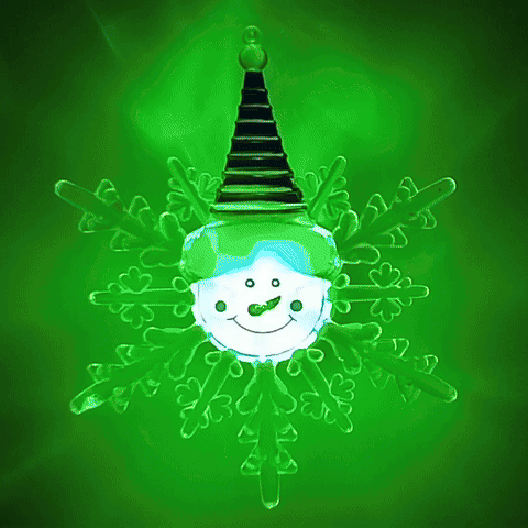 LED RGB Christmas Decoration with Suction Cup — Snowman, LED (3×LR44 batteries), Red/Blue/Green