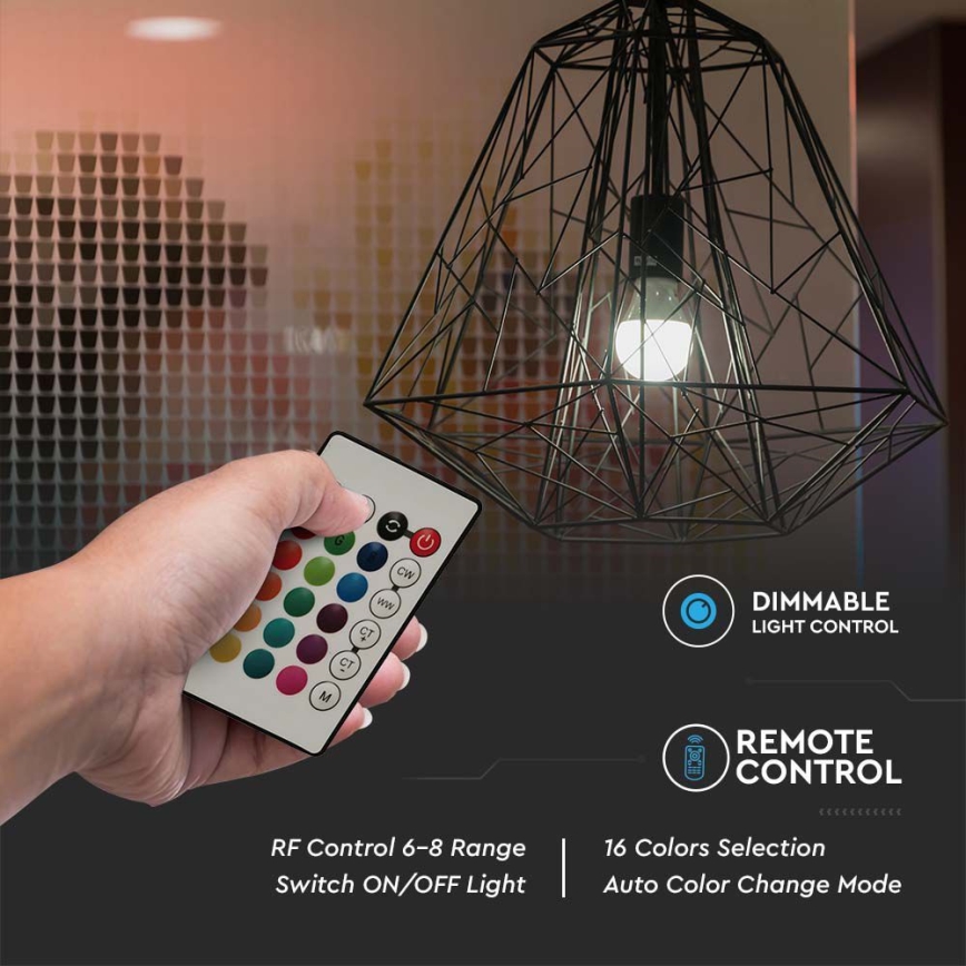 LED RGB Dimmable bulb A60 E27/8,5W/230V 4000K + remote control