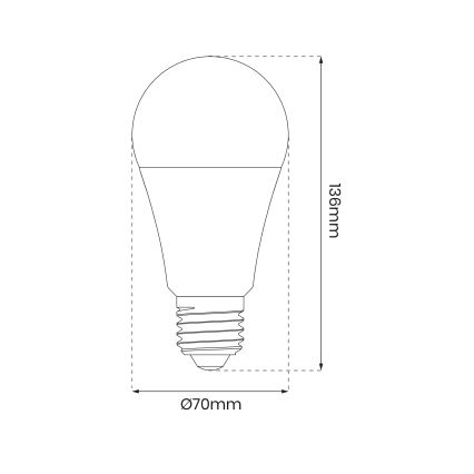 LED RGB Dimmable bulb A70 E27/11W/230V 2700-6500K Wi-Fi Tuya