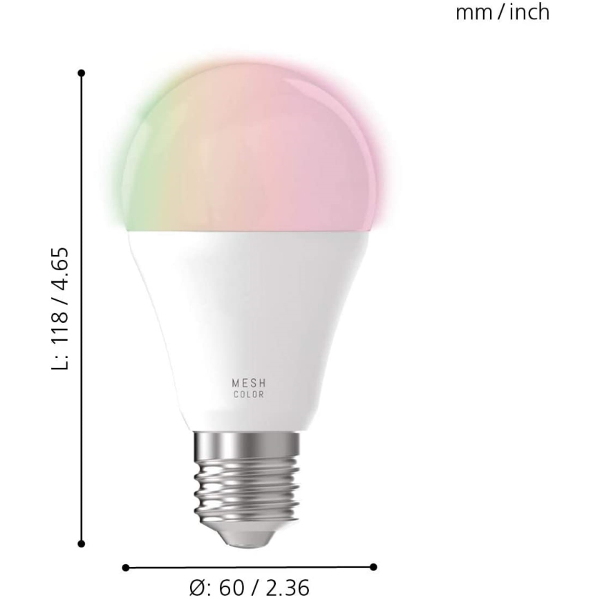LED RGB Dimmable bulb CONNECT E27/9W 2700-6500K - Eglo
