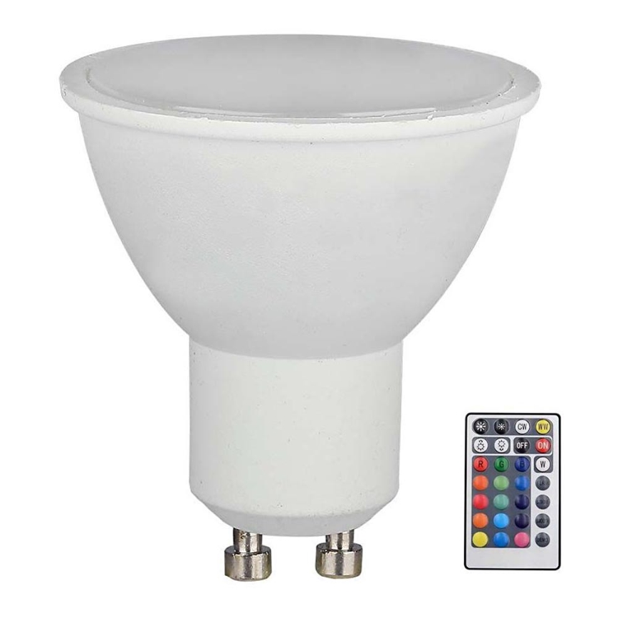 LED RGB Dimmable bulb GU10/4,8W/230V 4000K + remote control