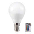 LED RGB Dimmable bulb P45 E14/4,8W/230V 3000K + remote control