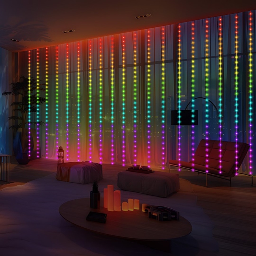 LED RGB Dimmable Christmas curtain WIZARD 300xLED/USB 3x3m + remote control