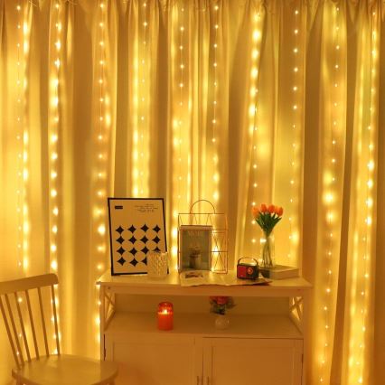 LED RGB Dimmable Christmas curtain WIZARD 300xLED/USB 3x3m + remote control