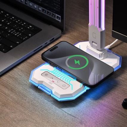 LED RGB Dimmable rechargeable touch table lamp with wireless charging LED/7,5W/5V 2700-5300K white