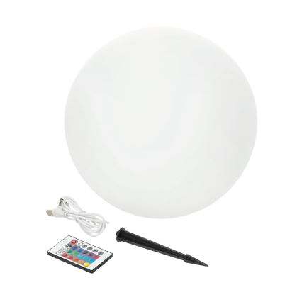 LED RGB Dimmable solar lamp GARDEN BALL LED/5W/3,7V 3000K IP54 d. 40 cm + remote control
