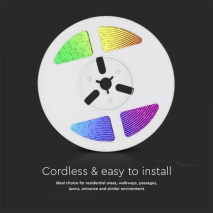 LED RGB Dimmable solar strip LED/1,2W/3,7V IP67 5m + remote control