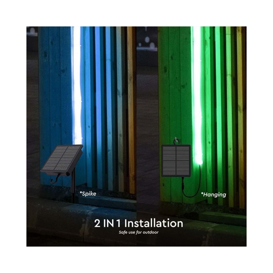 LED RGB Dimmable solar strip LED/1,2W/3,7V IP67 5m + remote control