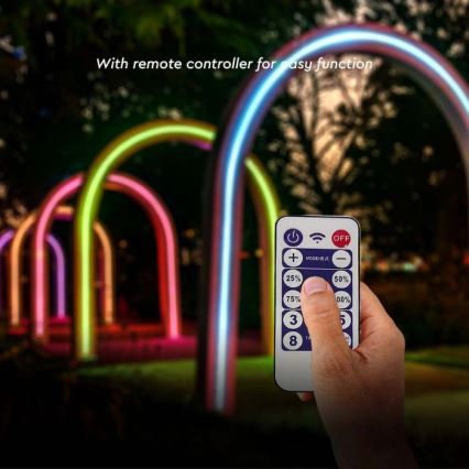LED RGB Dimmable solar strip LED/1,2W/3,7V IP67 5m + remote control