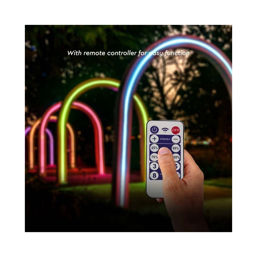 LED RGB Dimmable solar strip LED/1,2W/3,7V IP67 5m + remote control