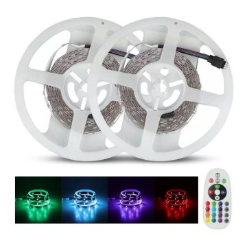 LED RGB Dimmable strip 2x5m LED/48W/230V + remote control