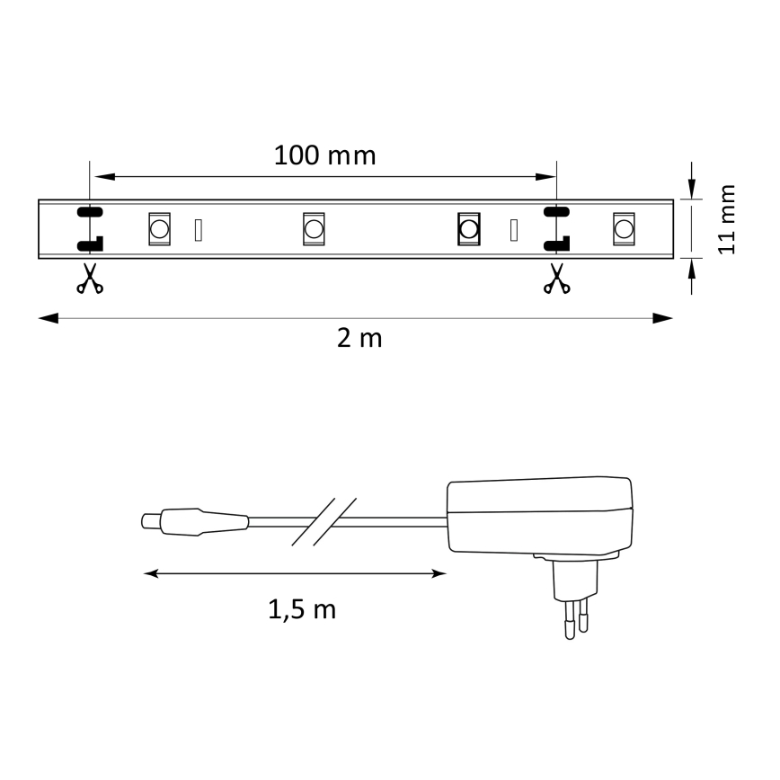 LED RGB Dimmable strip MAGIC 2 m LED/12W/230V + RC