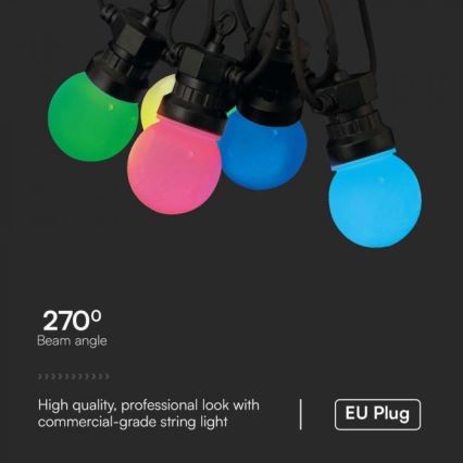 LED RGB Outdoor chain STRING 13 m 15xLED/0,5W/230V IP44 + remote control