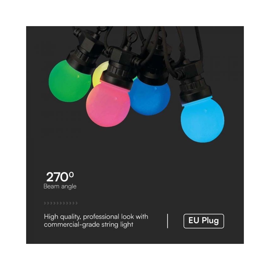 LED RGB Outdoor chain STRING 13 m 15xLED/0,5W/230V IP44 + remote control