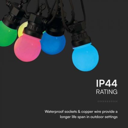 LED RGB Outdoor chain STRING 13 m 15xLED/0,5W/230V IP44 + remote control