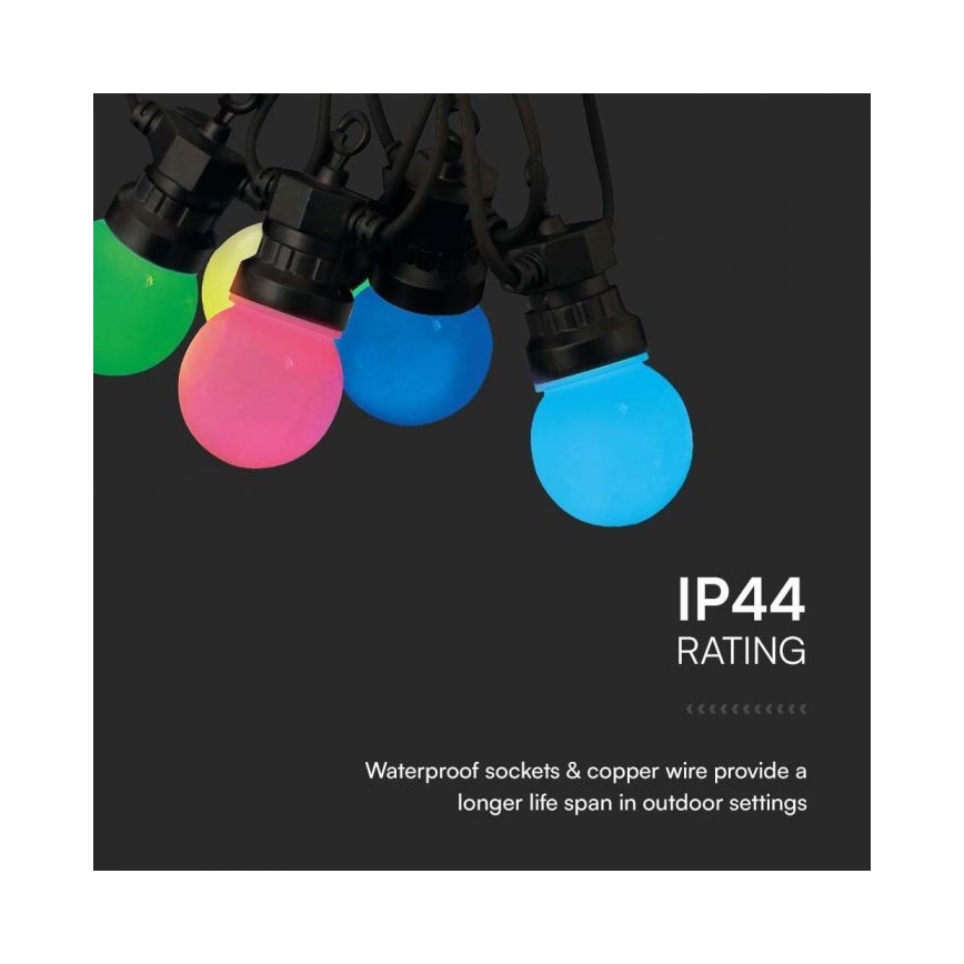 LED RGB Outdoor chain STRING 13 m 15xLED/0,5W/230V IP44 + remote control