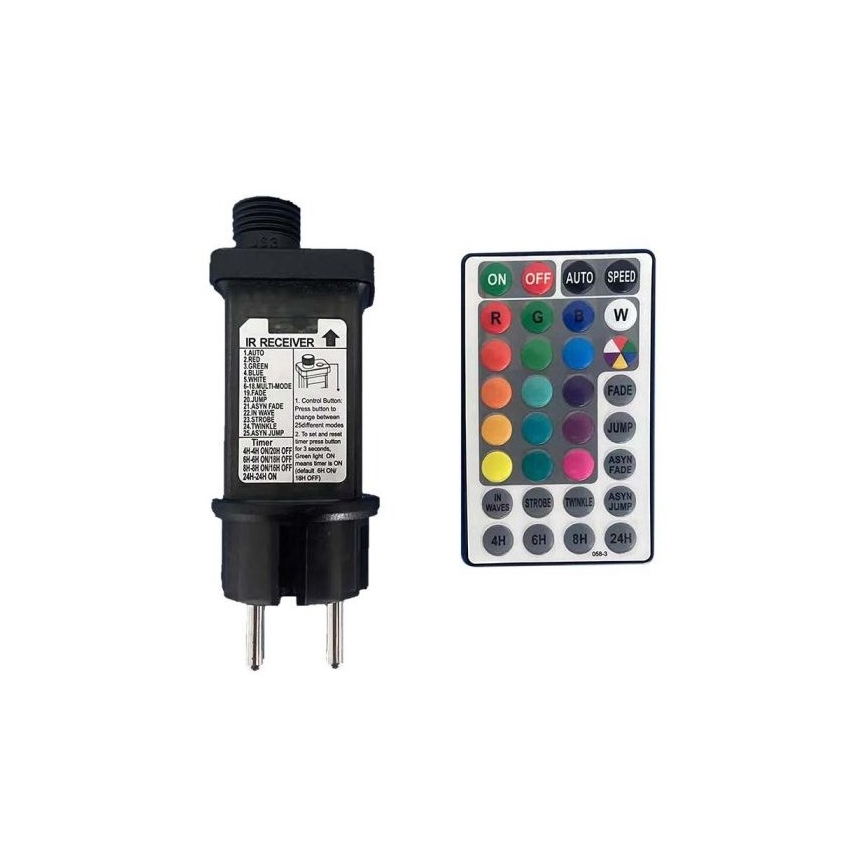 LED RGB Outdoor chain STRING 13 m 15xLED/0,5W/230V IP44 + remote control